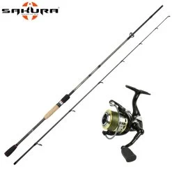 Ensemble Spinning Sakura Alqueva ALQS 702 MH 2.13m 14-42g + Moulinet Alendo 2004 FD + Tresse Verte 4x 0.12mm