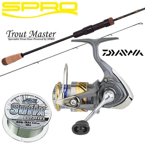 Pack Spinning Spro Trout Master NT Lite Influence 1.80m Daiwa Laguna 1000XH